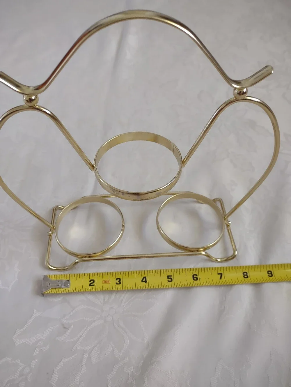 MCM Libbey Gold Metal Caddy Rack 3 Glass Bowls 22 Karat Gold Detail